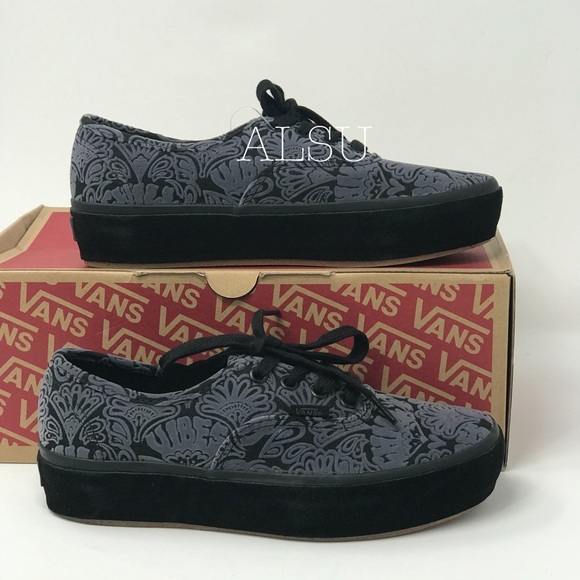 VANS Authentic Platform Sidewall Suede Black GreyW - Picture 2 of 7
